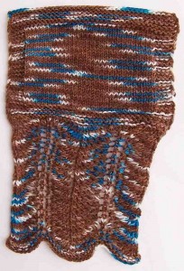 Variegated swatch with Feather and Fan Lace